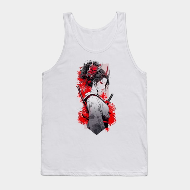 Beautiful Japanese girl with horns Tank Top by NemfisArt